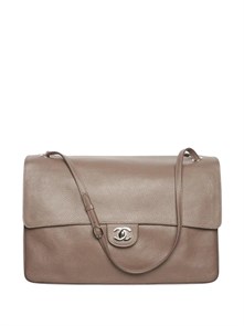 CHANEL сумка Maxi Flap 38 см кожа того коричневая большая серебро СК-01533