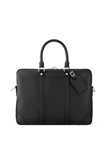 {{photo.Alt || photo.Description || 'LV портфель Porte-Documents Voyage PM с ремнем черный кожа Тайга кармашек сбоку между кожаными ремнями'}}