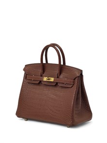HERMES сумка Birkin 25 см коричневая кожа крокодила золото СК-00387