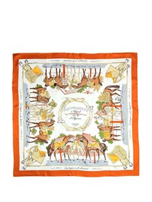 HERMES платок 90x90 см шелк белый ПЛ-01406