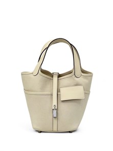 HERMES сумка Picotin карго 18 см молочная текстиль СК-00329