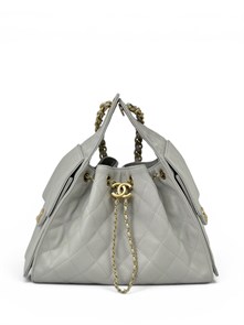 CHANEL сумка Hobo 26 см кожа икра серая золото СК-01649