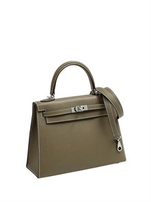 HERMES сумка Kelly кожа Эпсом 25 см этуп серебро СК-00316