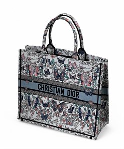 DIOR сумка Book Tote текстиль 42 см голубая бабочки СК-00197