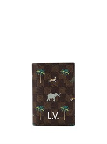 LV обложка на паспорт коричневая шашка сафари ОП-00977