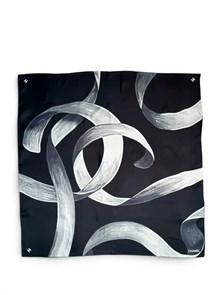 CHANEL платок 90х90 шелк черный ПЛ-01427