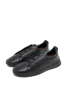 Ermenegildo Zegna кожаные кеды на резинках с черной подошвой ОС-2467