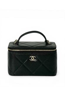 {{photo.Alt || photo.Description || 'CHANEL сумка Vanity с кожаной ручкой кожа икра черная золото'}}