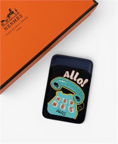 HERMES визитница на магните синяя кожа с рисунком ВЗ-00951
