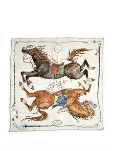 HERMES платок 90x90 см шелк молочный ПЛ-01403