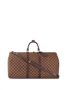 LV дорожная сумка Keepall 50 см коричневая шашка в коричневой коже ДС-2000