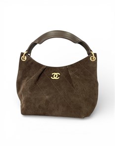 CHANEL сумка замша коричневая золото СК-01205