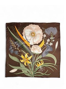 HERMES платок 90x90 см шелк коричневый ПЛ-01391