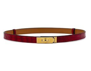 HERMES ремень Келли крокодил красный золото РМ-00384