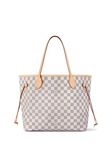 LV сумка тоут Neverfull белая шашка бежевая ткань маленькая СК-01317