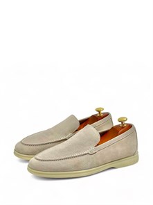LORO PIANA лоферы низкие замша бежевые ОК-2443