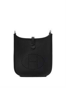 HERMES сумка Evelyne mini кожа Того 16 см черная серебро СК-01039