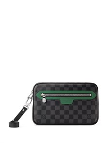 {{photo.Alt || photo.Description || 'LV борсетка Pochette Kasai серая шашка зеленая кожа'}}