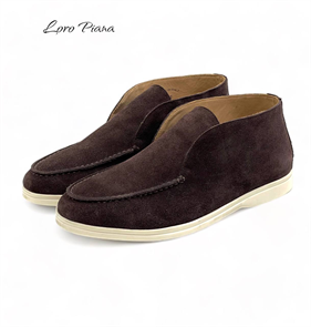 LORO PIANA лоферы высокие замша коричневые ОК-2338