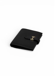 HERMES кошелек кожа Того с хлястиком черный фурнитура H золото маленький КЛ-01169