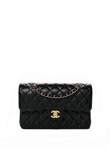 CHANEL сумка 2.55 кожа икра в клетку 25 см черная золото СК-00918