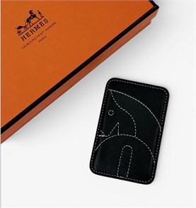 HERMES визитница на магните черная кожа ВЗ-00949