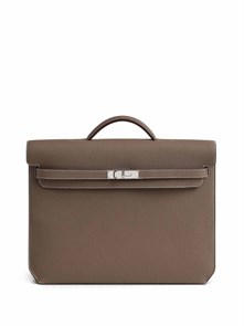HERMES Портфель того коричневый мягкий с клапаном с замком на двух лямках ПР-1558