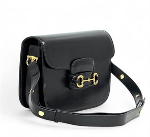 GUCCI сумка гладкая черная кожа золото СК-00346