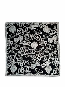 CHANEL платок 90х90 шелк черный ПЛ-01426