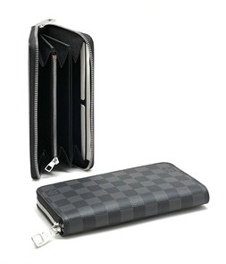 LV кошелек средний серая шашка КЛ-0306