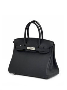 HERMES Birkin 30 см сумка черная кожа того серебро СК-00400