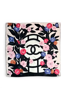 CHANEL платок 90х90 шелк белый ПЛ-01425