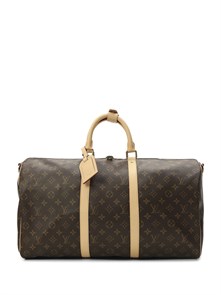 LV дорожная сумка Keepall 55 см коричневая монограмма светлая кожа ДС-1259