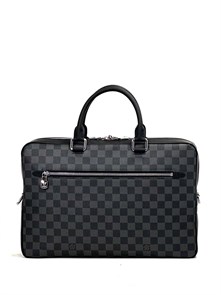 LV портфель PORTE-DOCUMENTS BUSINESS MM  отделение на молнии серая шашка ПР-0960