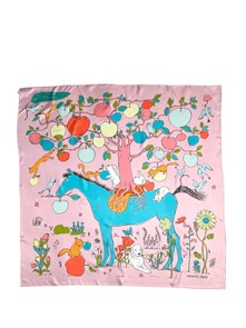 HERMES платок 90x90 см шелк розовый ПЛ-01387