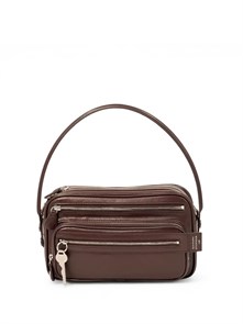 ACNE STUDIOS сумка Small Camero гладкая коричневая кожа серебро маленькая СК-01376