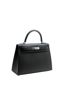 HERMES сумка Kelly кожа Эпсом 32 см черная фурнитура серебро СК-9994