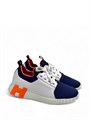 HERMES кроссовки белые из кожи с синим текстильным носком ОС-2541