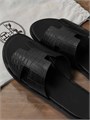 HERMES шлепанцы крокодил H черные ОЛ-0038