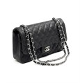 CHANEL сумка 2.55 кожа икра в клетку 25 см черная серебро СК-9793