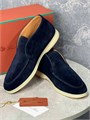 LORO PIANA лоферы высокие замша темно-синие белой подошвой ОК-2454