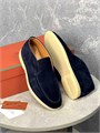 LORO PIANA лоферы высокие замша темно-синие белой подошвой ОК-2454