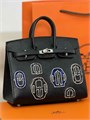 HERMES сумка Birkin кожа Шевре с бисером черная серебро СК-00315