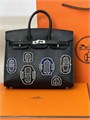 HERMES сумка Birkin кожа Шевре с бисером черная серебро СК-00315