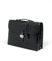 HERMES портфель кожа крокодила черный с клапаном и застежкой ПР-1866