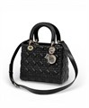 DIOR LADY сумка 24 см гладкая кожа черная золото СК-01165