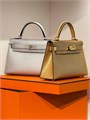 HERMES сумка Mini Kelly кожа Шевре 19 см серебристая серебро СК-00864