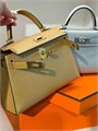 HERMES сумка Mini Kelly кожа Шевре 19 см серебристая серебро СК-00864