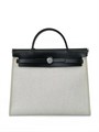 HERMES Herbag сумка 31 см серый текстиль черная кожа серебро СК-01527