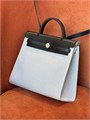 HERMES Herbag сумка 31 см серый текстиль черная кожа серебро СК-01527
